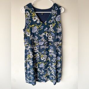 J. Jill Wearever Collection Dress Womens M Blue Rayon Floral Print Sleeveless